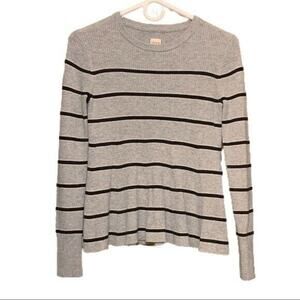 LA VIE Rebecca Taylor Gray Striped Wool Blend Peplum Sweater Size XS